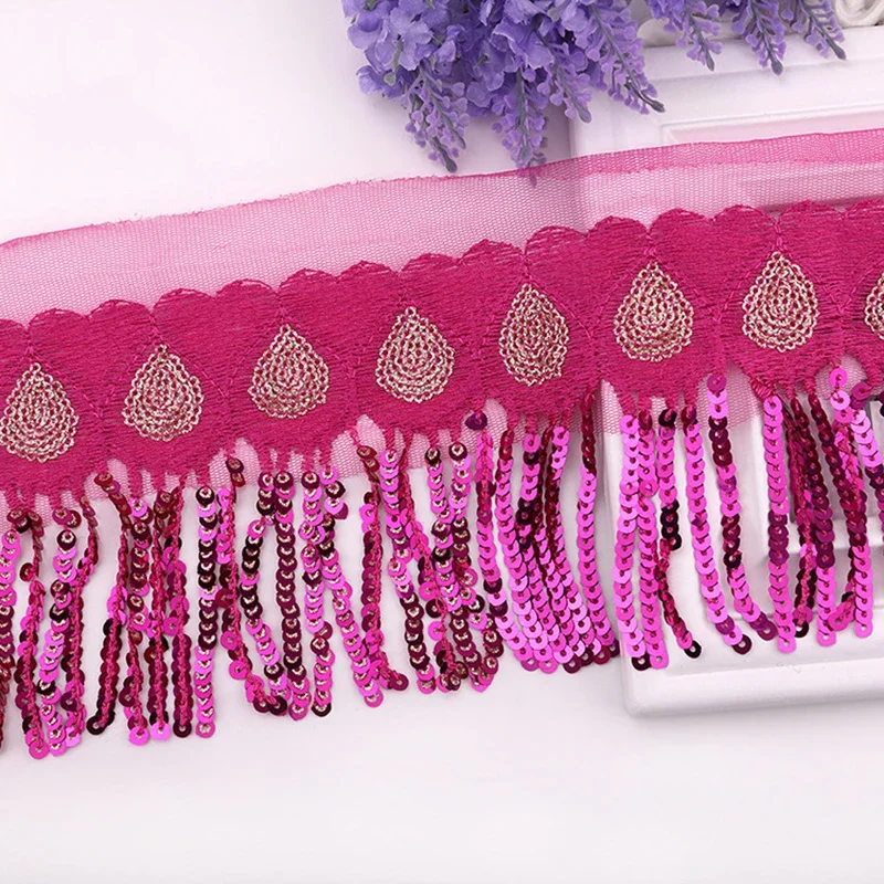 Tassel Fringe Trim - 2/5 jardas 10cm lantejoulas borla renda