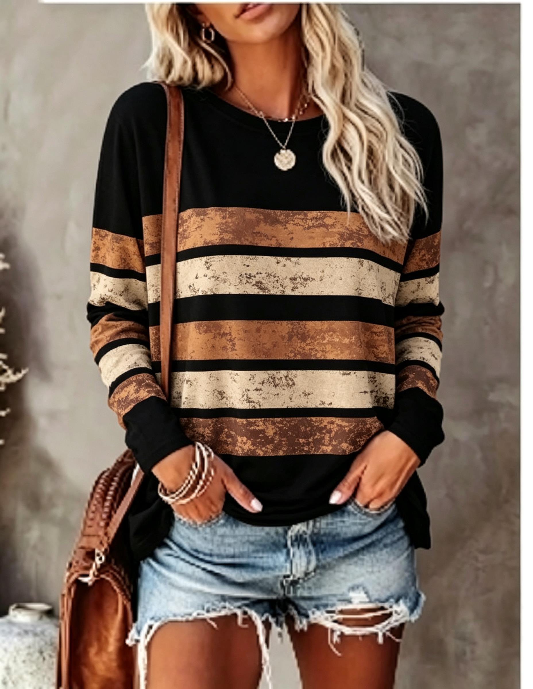 Embellish Knit - Camiseta de manga comprida para mulher,