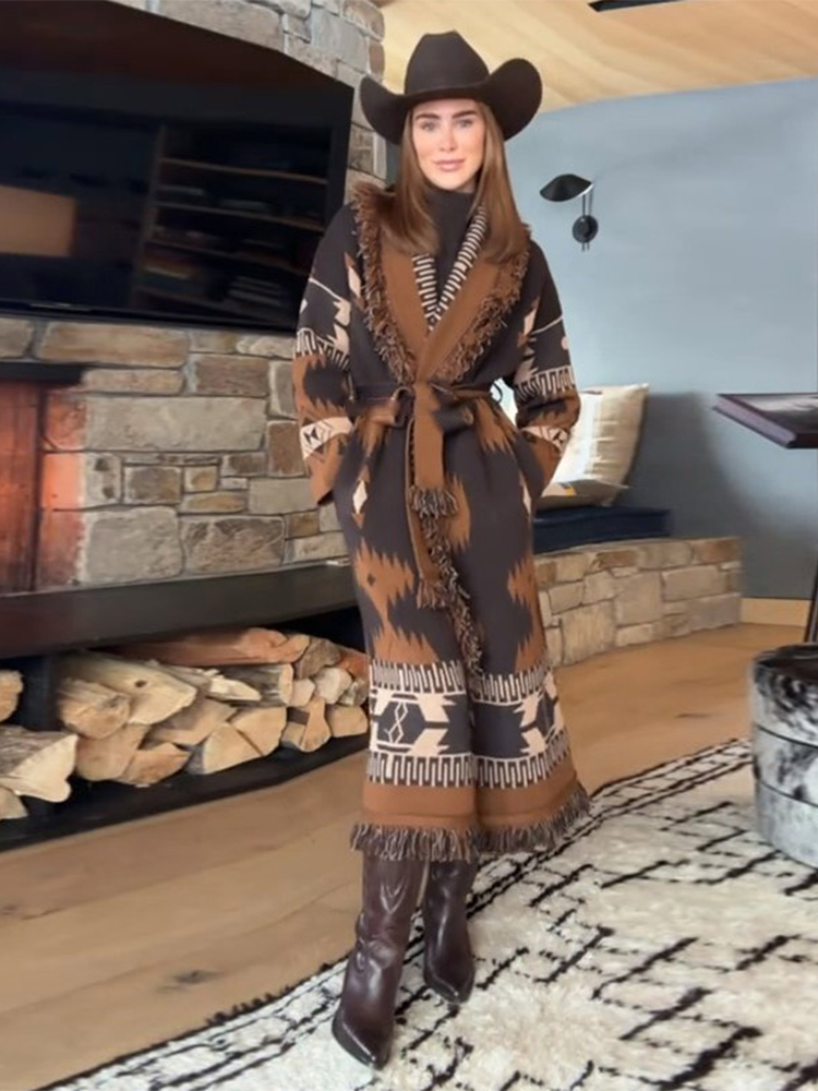 Cardigã Feminino Chique com Fr - Tassel Fringe Trim avaliação e preço