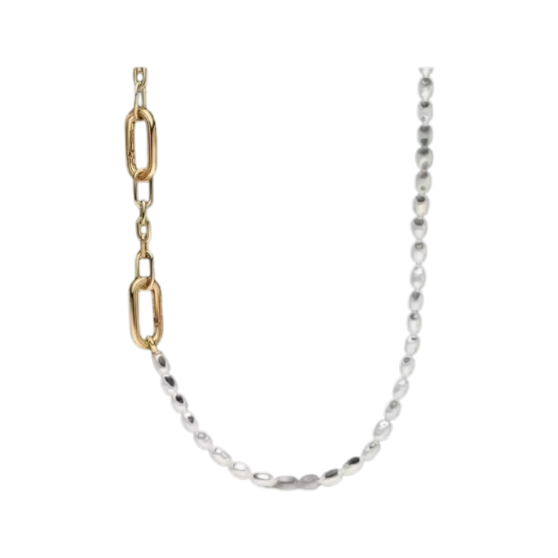 Novo colar de prata S925 com f - Pearl Trim Chain avaliação e preço