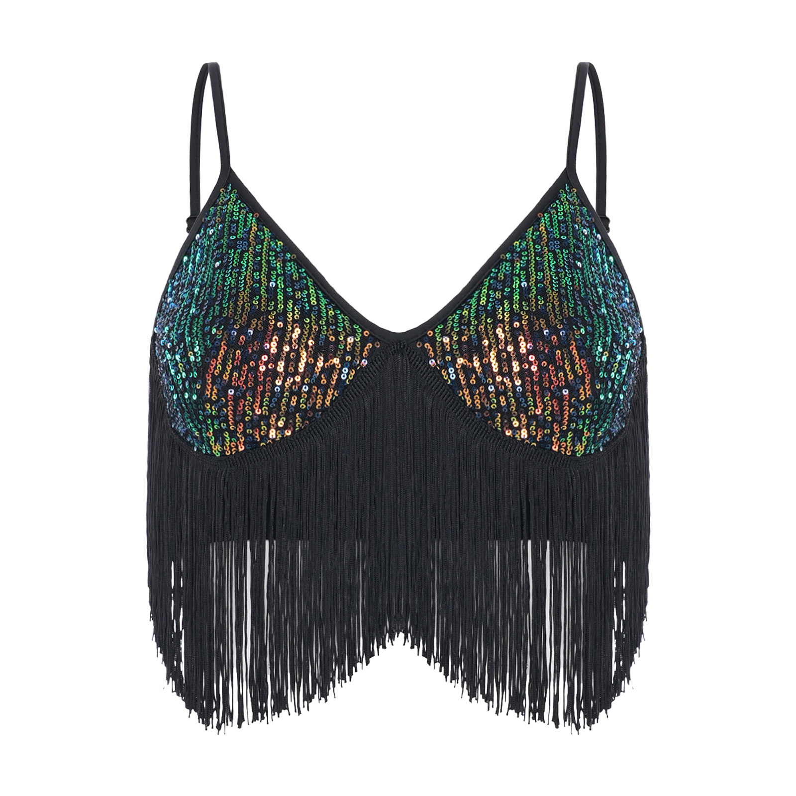 Top cropped feminino para danç - Tassel Fringe Trim avaliação e preço